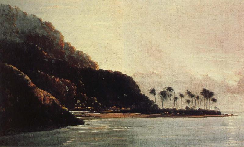 unknow artist en uy fran vaite piha bukten pa syd ostra delen av tahiti malad av expeditionskonstnaren hodges France oil painting art